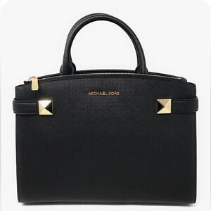 Michael Kors Karla Black Satchel/Crossbody (sm) with Gold Accents NWOT